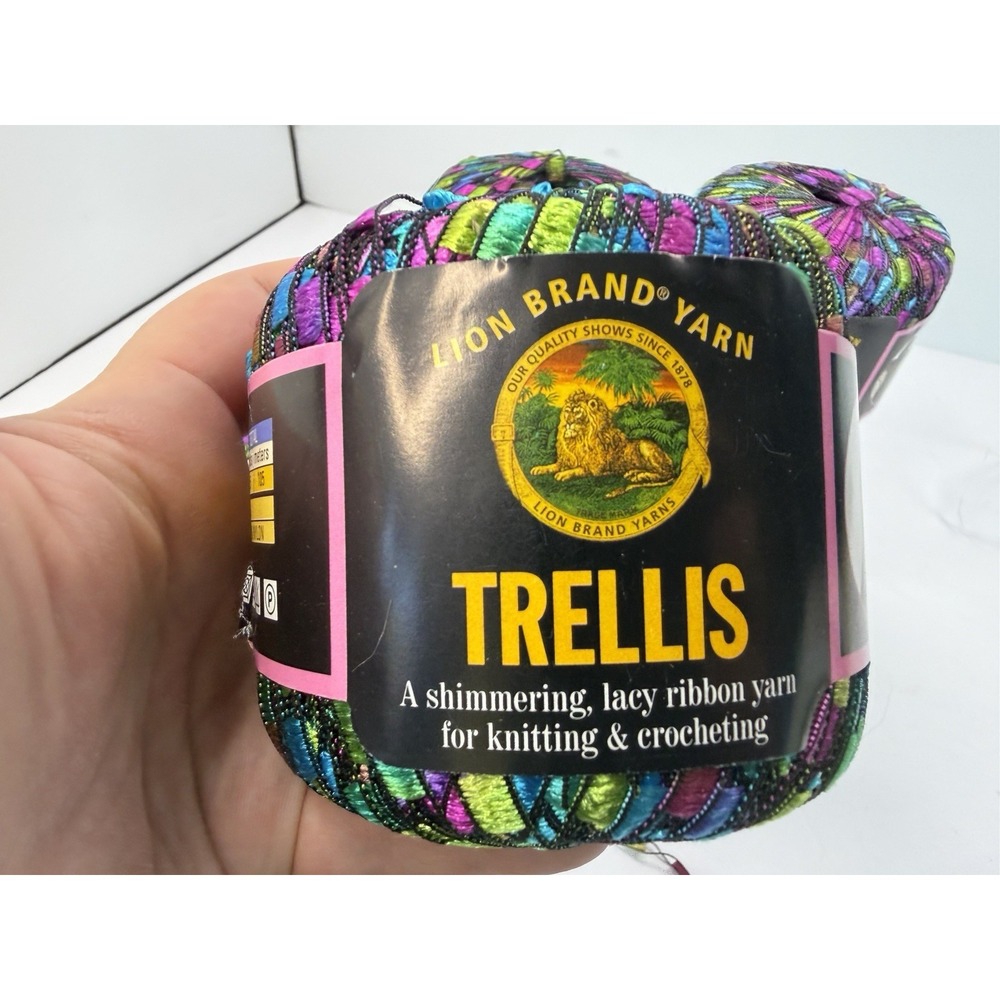 Lion Brand Trellis Yarn Stained Glass Ladder Ribbon Yarn 2 Dye Lots - Lot Of 6